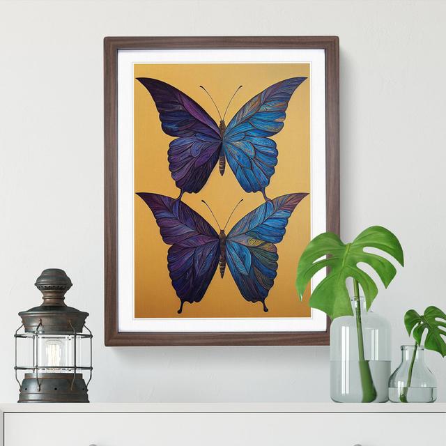 Majestic Butterflies - Picture Frame Painting Brambly Cottage Frame Colour: Walnut, Size: 46cm H x 34cm W x 2cm D on Productcaster.