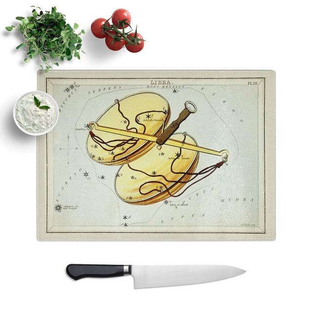 Tempered Glass Astronomical Zodiac Chart of the Libra Chopping Board East Urban Home Size: 28.5 cm W x 20 cm L on Productcaster.