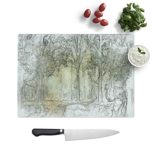 Tempered Glass View of the Forest in the Spring in Abstract Chopping Board East Urban Home Size: 28.5 cm W x 20 cm L on Productcaster.