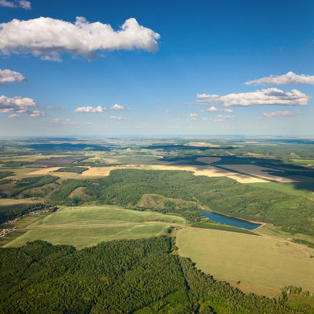 Futrell Aerial View of Countryside - Wrapped Canvas Graphic Art Alpen Home Size: 30cm H x 30cm W x 3.8cm D on Productcaster.