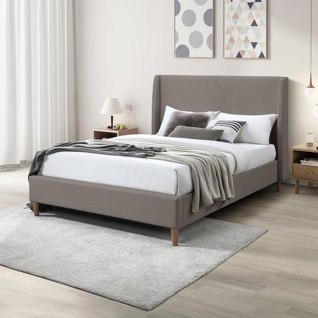 Halla Luxury Fabric Upholstered Bed Frame - Eco Recycled Material, Sleek Modern Design Furniture Box Size: Kingsize (5'), Colour: Cream on Productcaster.