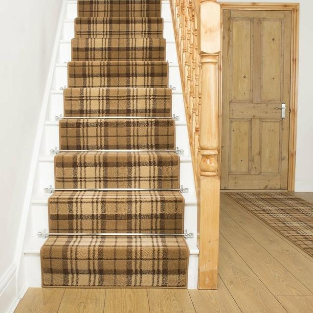 Abrams Tufted Gold Stair Runner Union Rustic Rug Size: Runner 540cm x 80cm on Productcaster.