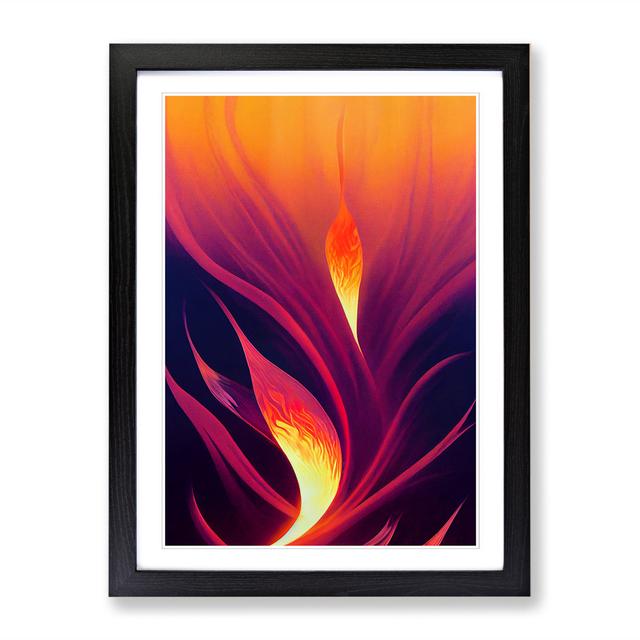 Floral Flame Art - Print Metro Lane Size: 34cm H x 25cm W x 2cm D, Frame Option: Walnut on Productcaster.