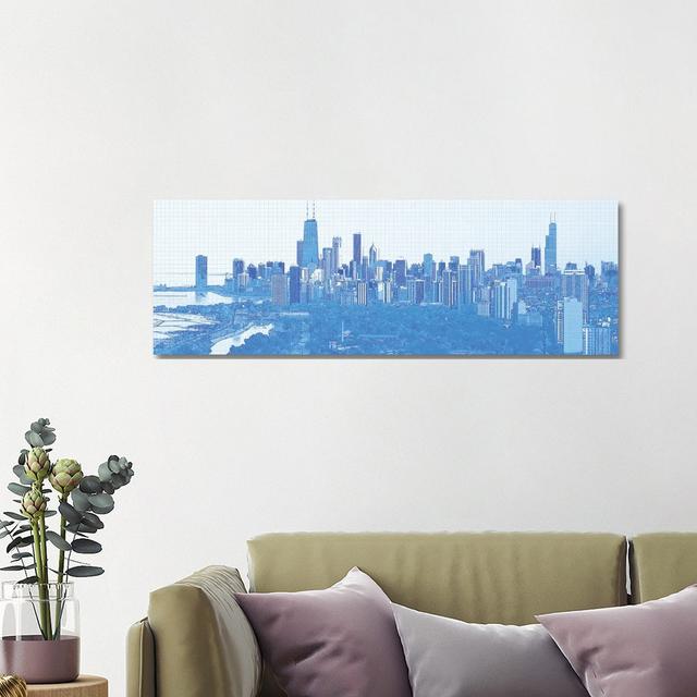 Digital Sketch Of Chicago Skyline, USA VI - Wrapped Canvas Panoramic Print Ebern Designs Size: 40.64cm H x 121.92cm W x 1.91cm D on Productcaster.