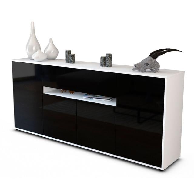 Grist Sideboard Brayden Studio Colour: White/High-gloss black on Productcaster.