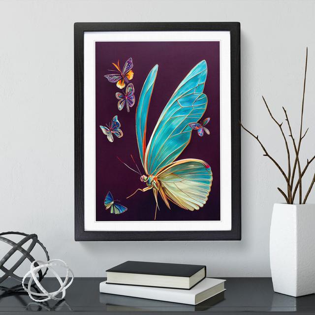 Collection of Butterflies - Picture Frame Painting Brambly Cottage Frame Colour: Black, Size: 46cm H x 34cm W x 2cm D on Productcaster.