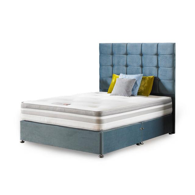 Asia Coilsprung Divan Bed Fairmont Park Colour: Sky Plush Velvet, Size: Double (4'6), Storage Type: 2 Drawers on Productcaster.