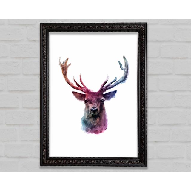 Stag Head Colours Framed Print Bright Star Size: 29.7cm H x 42cm W on Productcaster.