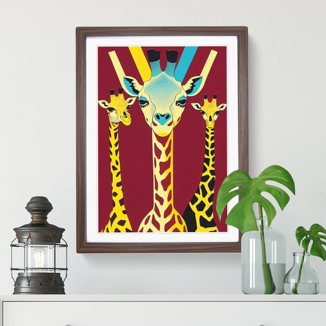 Three Giraffes - Single Picture Frame Print Isabelle & Max Frame Colour: Walnut, Size: 34cm H x 25cm W x 2cm D on Productcaster.