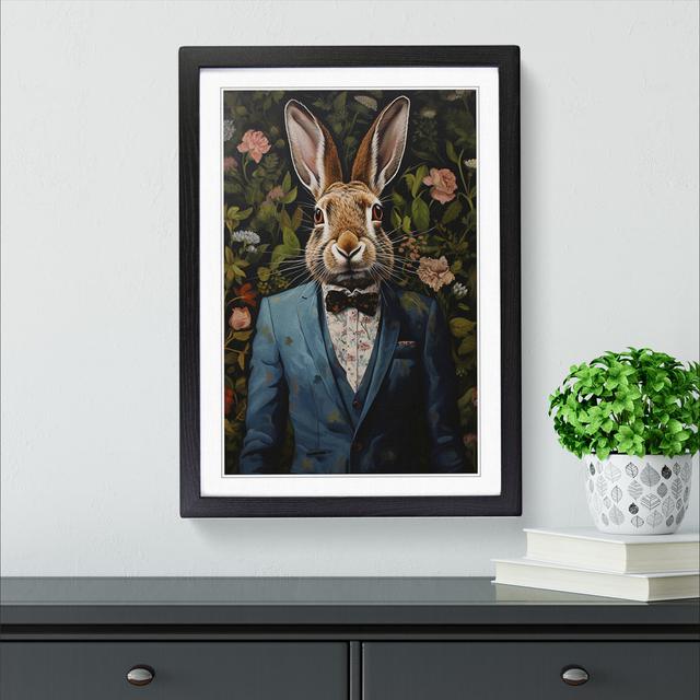 Hare in a Suit Painting No.4 Happy Larry Size: 64cm H x 46cm W, Format: Black Framed on Productcaster.