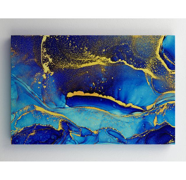 Deep Blueness Of Life Glitter Canvas Print House of Hampton Größe: 48,5 cm H x 80,5 cm B on Productcaster.