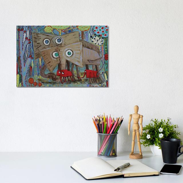 Mom, Dad And Two Baby Elephants by Ta Byrne - Gallery-Wrapped Canvas Giclée on Canvas Latitude Vive Size: 20.32cm H x 30.48cm W x 1.905cm D, Format: W on Productcaster.