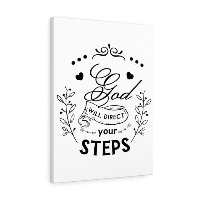 Direct Your Steps - Wrapped Canvas Typography Blue Elephant Size: 36cm H x 28cm W on Productcaster.