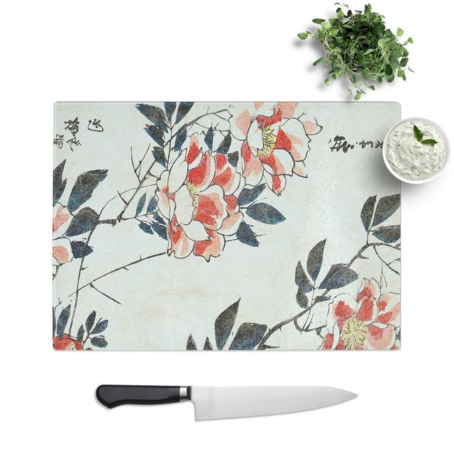 Tempered Glass Roses by Utagawa Hiroshige Chopping Board East Urban Home Size: 39 cm W x 28.5 cm L on Productcaster.