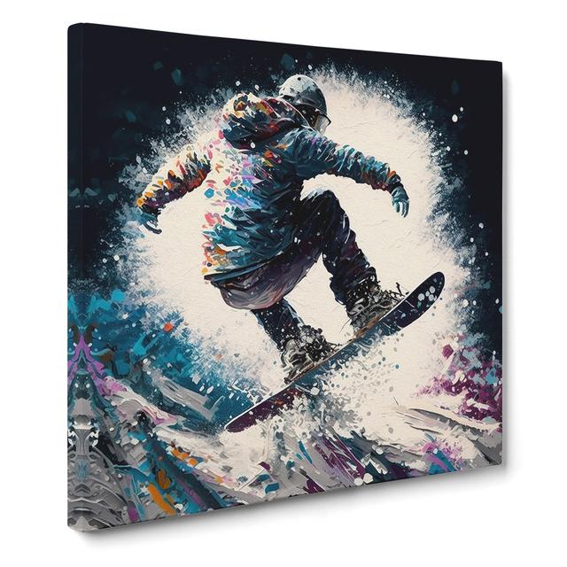 Snowboarding Palette Knife Painting House of Hampton Size: 35cm H x 35cm W x 3cm D on Productcaster.