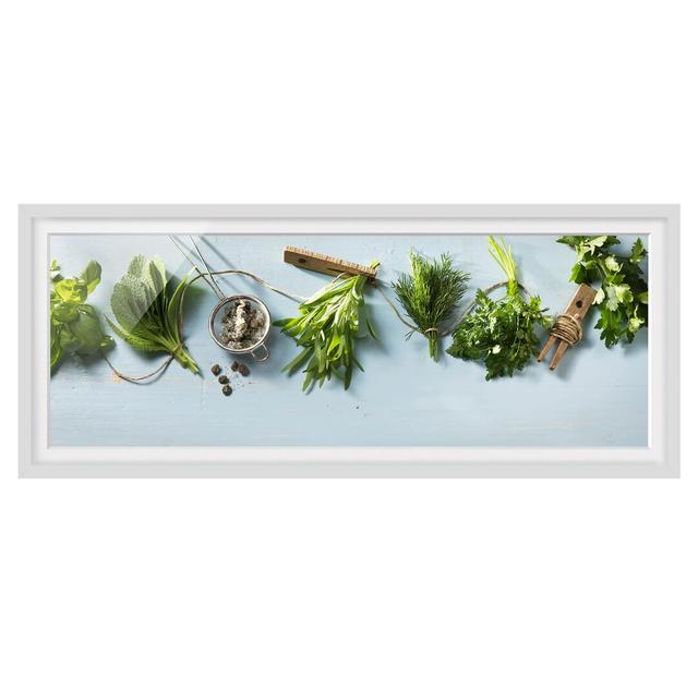 Bundled Herbs - Picture Frame Photograph August Grove Frame Option: White, Size: 50cm H x 130cm W x 2cm D on Productcaster.