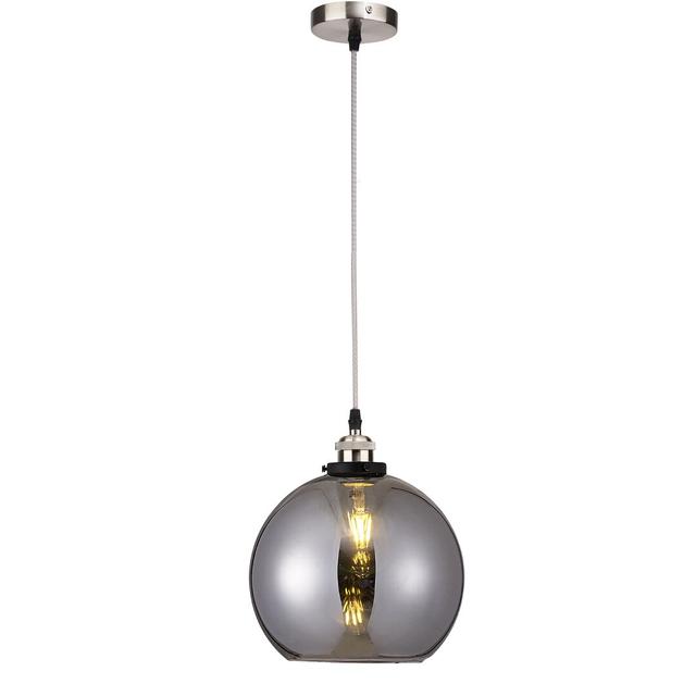 Gaen Vintage Clear Glass Globe Pendant with Brushed Chrome Textile Wire Suspension Ceiling Rose and Matching Bulbholder Set Longshore Tides Shade Colo on Productcaster.