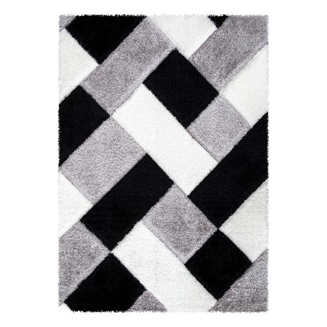 Geometric Design Thick Shaggy Rugs Soft Living Room Bedroom Carpet Fluffy Large Area Rugs Metro Lane Rug Size: Rectangle 60cm x 110cm on Productcaster.