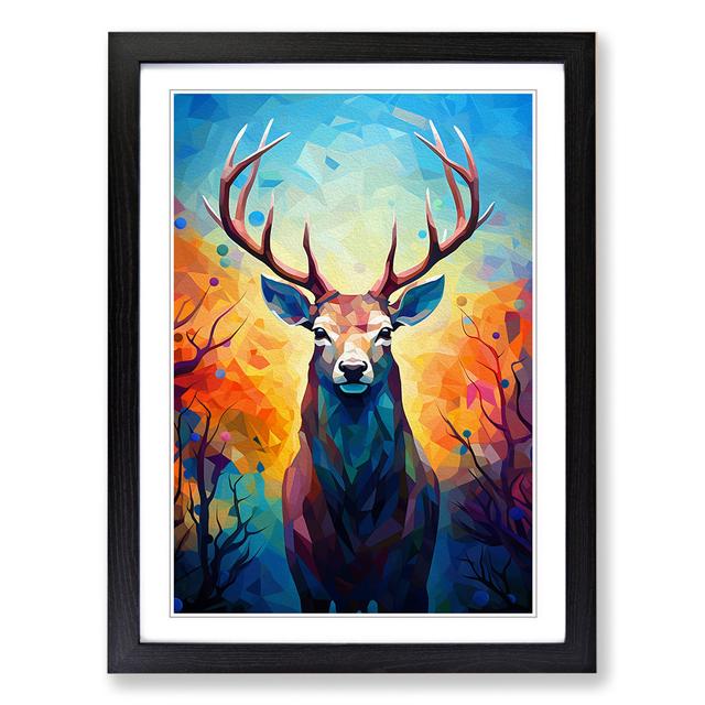 Stag Cubism - Print Alpen Home Frame Colour: Black, Size: 46cm H x 34cm W x 2cm D on Productcaster.