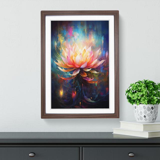 Lotus Flower Abstract - Single Picture Frame Print on Wood Marlow Home Co. Frame Colour: Walnut, Size: 46cm H x 34cm W x 2cm D on Productcaster.