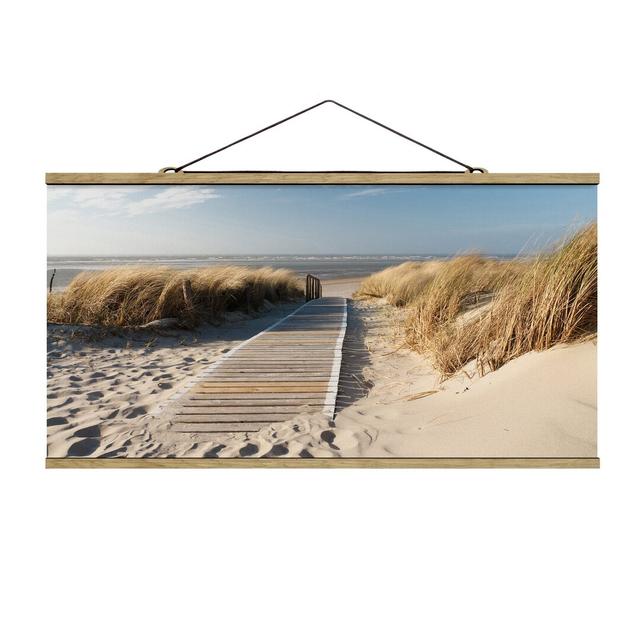 Fabric picture with poster strips - Baltic Sea Beach - Landscape format 1:2 Haus am Meer Maße: 50 cm H x 100 cm B x 0,3 cm T on Productcaster.