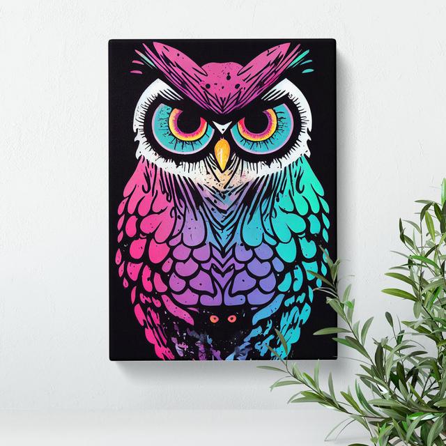 Neon Owl - Wrapped Canvas Print Alpen Home Size: 50cm H x 35cm W x 3cm D on Productcaster.