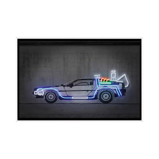 Leinwandbild Delorean von Octavian Mielu Happy Larry Größe: 66,04 cm H x 101,6 cm B x 3,81 cm T, Format: Weißer Rahmen on Productcaster.