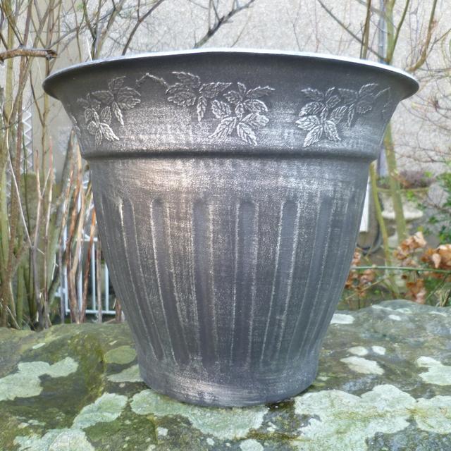 Floral Fluted Plant Pot Freeport Park Size: 37 cm H x 45 cm W x 45 cm D, Colour: Antique Silver on Productcaster.