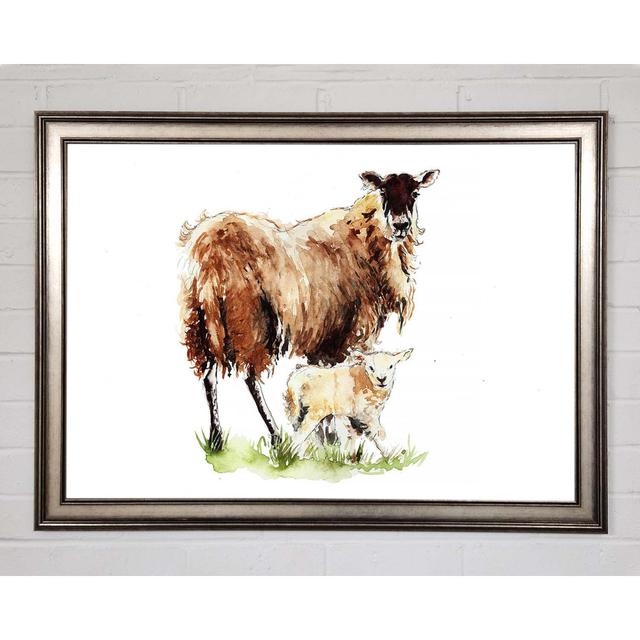 Mother And Baby Lambs Framed Print Gracie Oaks Size: 29.7cm H x 42cm W on Productcaster.