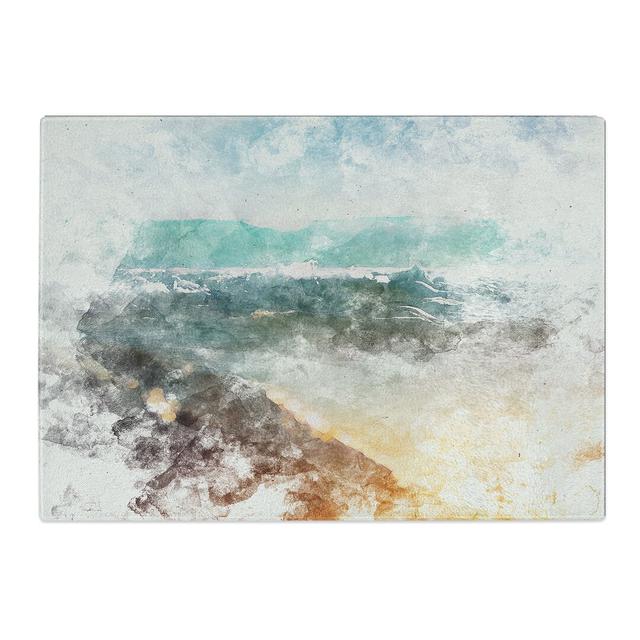 Tempered Glass Sunshine on a Beach in Greece Chopping Board East Urban Home Size: 20 cm x 28.5 cm on Productcaster.