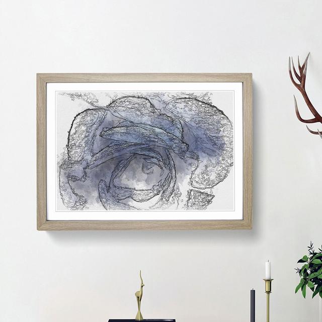 Blue Rose in Abstract - Picture Frame Graphic Art Print East Urban Home Size: 36cm H x 48cm W x 2cm D, Frame Option: Oak Framed on Productcaster.