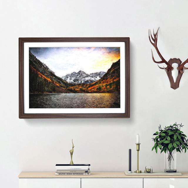 Maroon Bells Mountains in Colorado - Picture Frame Graphic Art Print East Urban Home Size: 62cm H x 87cm W x 2cm D, Frame Option: Walnut Framed on Productcaster.