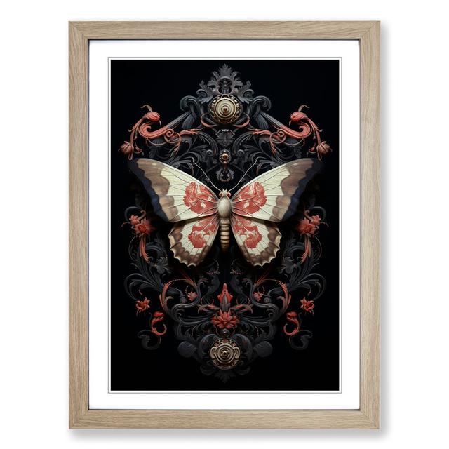 Moth Baroque - Print Brambly Cottage Size: 64cm H x 46cm W x 2cm D, Frame Colour: Oak on Productcaster.