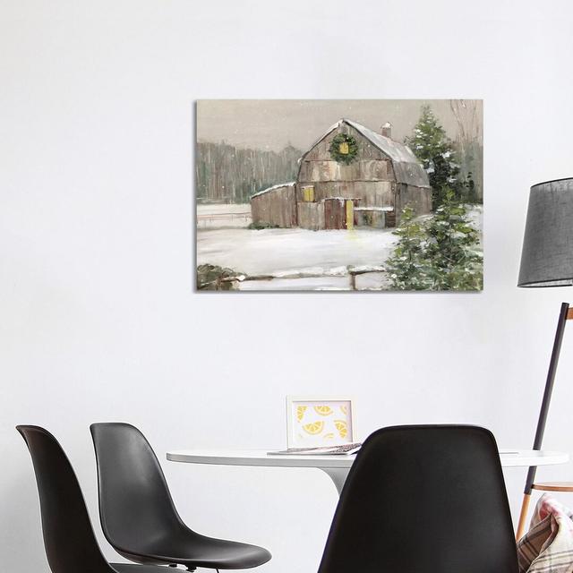 Winter Barn by Sally Swatland - Art Prints on Canvas 17 Stories Format: Wrapped Canvas, Size: 66.04cm H x 101.6cm W x 1.91cm D on Productcaster.