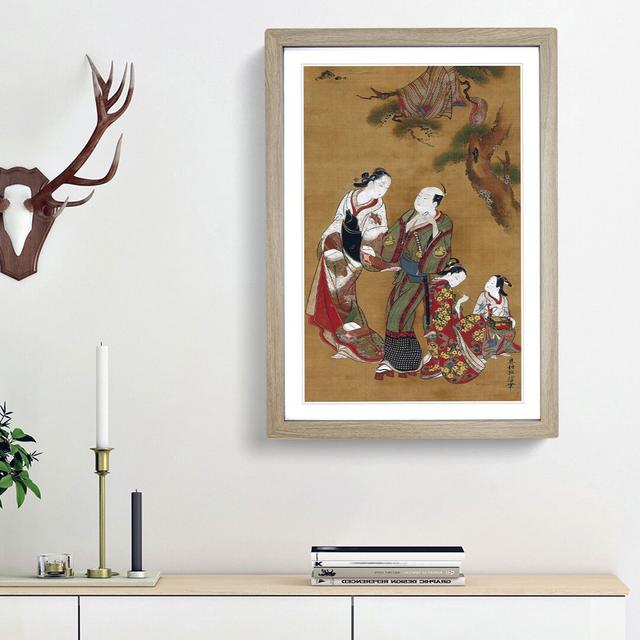 Family in the Forest by Okumura Masanobu - Picture Frame Painting Print East Urban Home Frame Option: Oak Framed, Size: 48cm H x 36cm W x 2cm D on Productcaster.