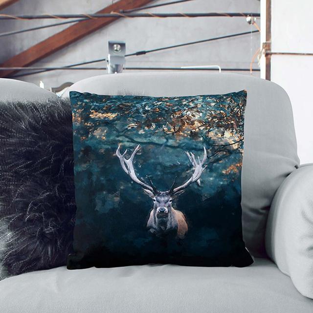 Deer Stag in the Forest in Abstract Cushion with Filling East Urban Home Size: 55cm H x 55cm W x 20cm D, Backing Colour: Stone on Productcaster.