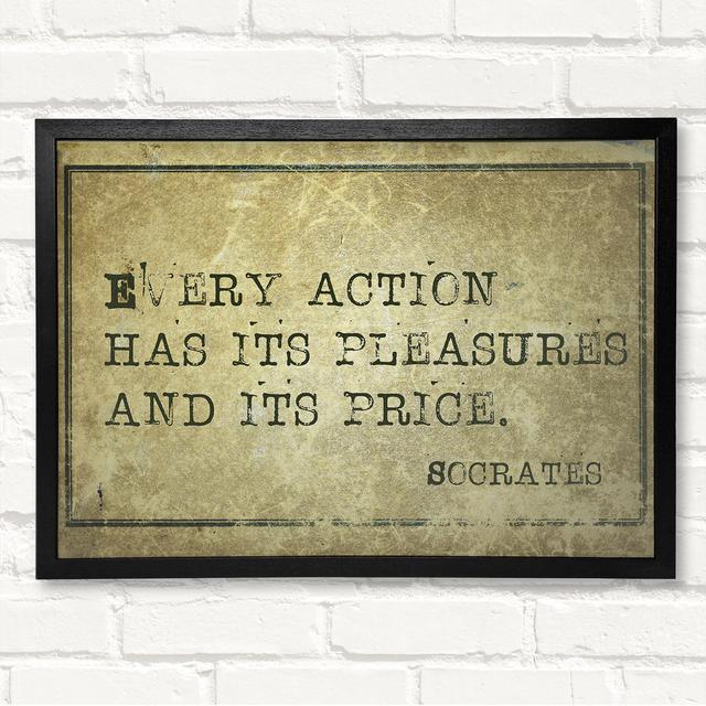 Socrates Quote Framed Print Wall Art Happy Larry Size: 29.7cm H x 42cm W x 3cm D, Format: Black Framed Wood on Productcaster.