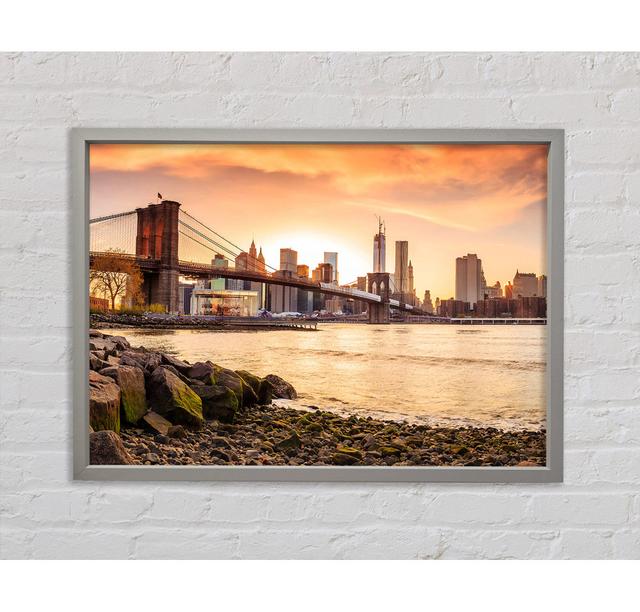 As The Sun Comes Up Over The Brooklyn Bridge - Print Bright Star Size: 59.7cm H x 84.1cm W x 3.3cm D on Productcaster.