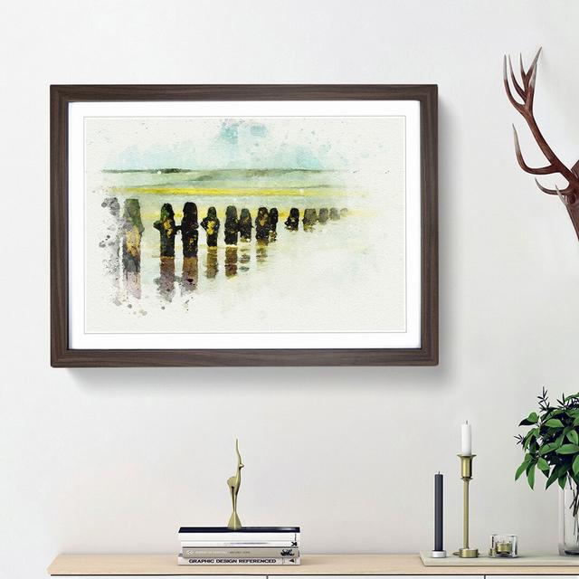 Groynes on Whitby Beach in Abstract - Picture Frame Graphic Art Print East Urban Home Frame Option: Walnut Framed, Size: 62cm H x 87cm W x 2cm D on Productcaster.