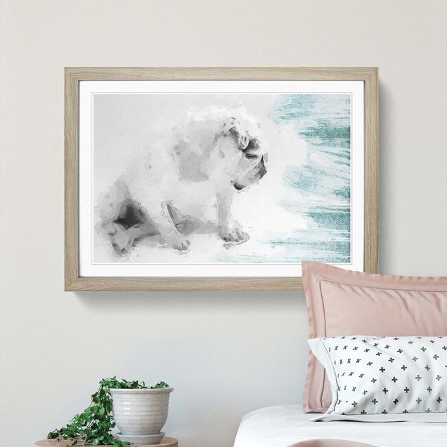 White British Bulldog Profile in Abstract - Picture Frame Painting Print East Urban Home Frame Option: Oak, Size: 40cm H x 60cm W x 2cm D on Productcaster.