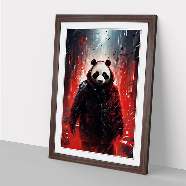 Panda Futurism Happy Larry Format: Walnut Framed, Size: 46cm H x 34cm W on Productcaster.