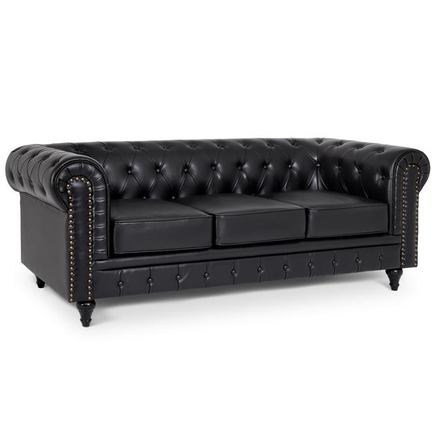 Clarise 3 Seater Upholstered Sofa Rosalind Wheeler Upholstery Colour: Black on Productcaster.