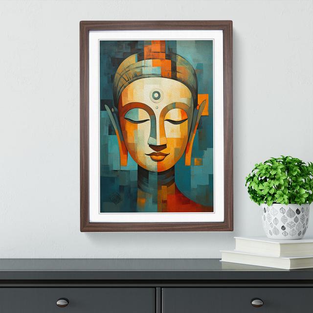 Buddha Cubism - Single Picture Frame Print on Wood Big Box Art Size: 34cm H x 25cm W x 2cm D, Frame Colour: Walnut Framed on Productcaster.