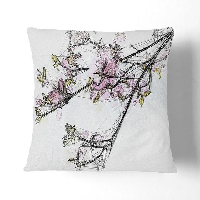 Beauty of a Cherry Blossom Tree Cushion with Filling East Urban Home Size: 55cm H x 55cm W x 20cm D, Backing Colour: Black on Productcaster.