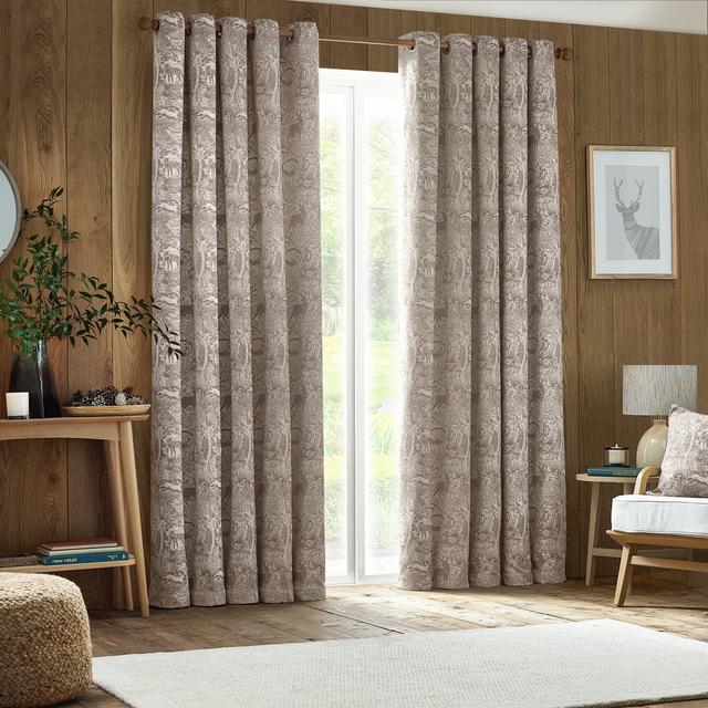 Polyester Room Darkening Curtain Pair (Set of 2) furn. Panel Size: 229cm Width x 229cm Drop, Curtain Colour: Brown on Productcaster.