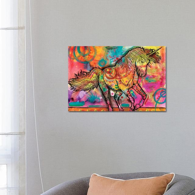 Unicorn by Dean Russo - Graphic Art Print on Canvas Happy Larry Size: 46cm H x 66cm W x 1.91cm D, Frame Option: No Frame on Productcaster.