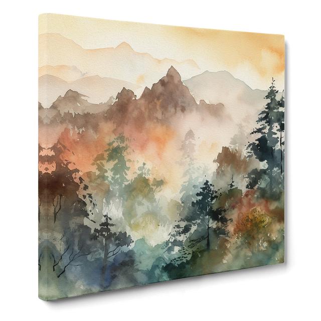 Japanese Mountains Watercolour No.2 - Art Prints Alpen Home Size: 35cm H x 35cm W x 3cm D on Productcaster.