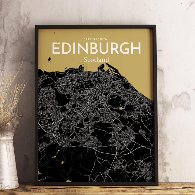 Edinburgh City Map - Unframed Graphic Art Print on Paper East Urban Home Colour: Black/Brown, Size: 70cm H x 50cm W x 0.13cm D on Productcaster.