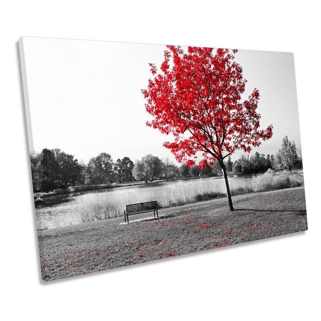 Red Tree Landscape Floral - Wrapped Canvas Art Prints Ebern Designs Size: 40.6cm H x 61cm W x 2cm D on Productcaster.