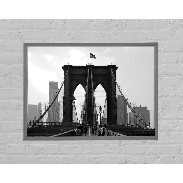 Cycling To The City Through Brooklyn Bridge - Single Picture Frame Art Prints Ophelia & Co. Size: 29.7cm H x 42cm W x 2cm D on Productcaster.